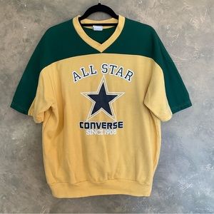 Vintage 80s Converse All Star | Short Sleeve V-Neck Sweatshirt | Large